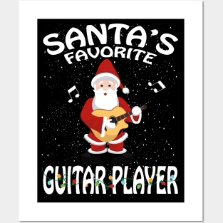 Santas Favorite Guitar Player Christmas Posters and Art